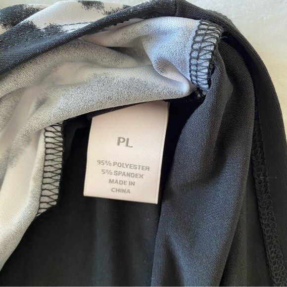 Black White Color Block Wave Pattern Key Hole Cut Out Tie Front Blouse Size PL - Picture 10 of 12